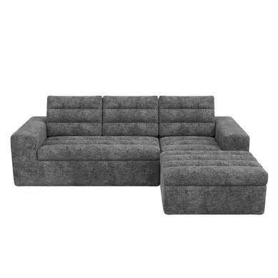 Canapé Compressé Modulable D'angle 4-5 Places Avec Pouf En Chenille 253x161x89 Cm Gris Clair Canapé Compressé Modulable D'angle 4-5 Places Avec Pouf En Chenille 253x161x89 Cm Gris Clair