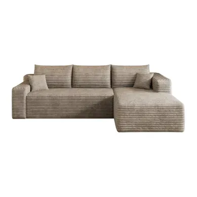 Canapé d'Angle Compressé 241 cm Sans Montage en Tissu Côtelé Camel Canapé d'Angle Compressé 241 cm Sans Montage en Tissu Côtelé Camel
