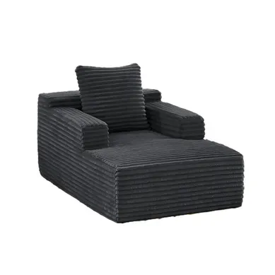 Canapé-lit Compressé Chaiselongue 1 Place Convertible Compact En Velours Côtelé Gris Foncé