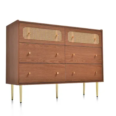 Commode 120x40x90 Cm Style Vintage Contreplaqué Métal Couleur Naturelle Commode 120x40x90 Cm Style Vintage Contreplaqué Métal Couleur Naturelle