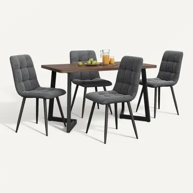 Ensemble Repas 117x68x75 Cm 4 Chaises Confort Mdf Couleur Naturelle Ensemble Repas 117x68x75 Cm 4 Chaises Confort Mdf Couleur Naturelle