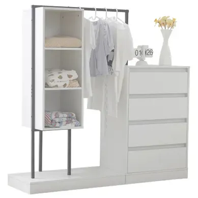 Dressing 100x40x135 Cm 4 Tiroirs, Penderie Panneaux De Particules Blanc Dressing 100x40x135 Cm 4 Tiroirs, Penderie Panneaux De Particules Blanc