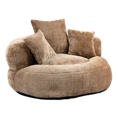 Fauteuil Pouf 108x108x52 Cm Lounge Chenille Café