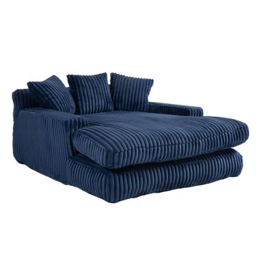 Fauteuil Chaise Longue 125x155x63 Cm 3 Coussins Velours Côtelé Bleu Marine Fauteuil Chaise Longue 125x155x63 Cm 3 Coussins Velours Côtelé Bleu Marine