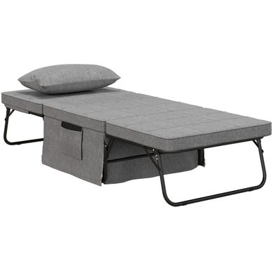 Lit Pliant 75x188 Cm Convertible, Acier, Gris Lit Pliant 75x188 Cm Convertible, Acier, Gris