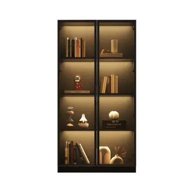 Vitrine 80x40x160 Cm LED Intégrée, Portes Vitrées Panneau De Particules Noir Vitrine 80x40x160 Cm LED Intégrée, Portes Vitrées Panneau De Particules Noir