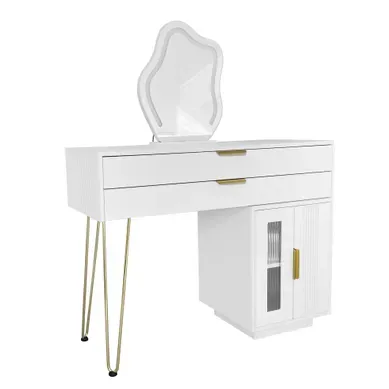 Coiffeuse 100x40x131 Cm Miroir LED Extensible Panneaux De Particules Blanc Coiffeuse 100x40x131 Cm Miroir LED Extensible Panneaux De Particules Blanc