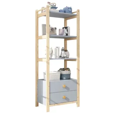 Bibliothèque 70x45x180.5 Cm 2 Tiroirs Contreplaqué Mdf Bleu Couleur Naturelle Bibliothèque 70x45x180.5 Cm 2 Tiroirs Contreplaqué Mdf Bleu Couleur Naturelle