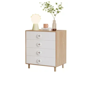 Commode 80x54x90 Cm 4 Tiroirs Mdf Couleur Naturelle Blanc Commode 80x54x90 Cm 4 Tiroirs Mdf Couleur Naturelle Blanc