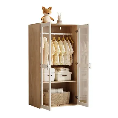 Armoire Enfant 80x50x150 Cm Rangement À 10 Niveaux Mdf Couleur Naturelle Blanc
