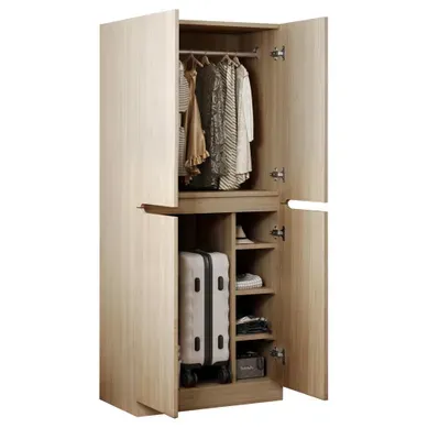 Armoire 70x40x170 Cm 4 Portes Rangements Spacieux Bois Naturel Armoire 70x40x170 Cm 4 Portes Rangements Spacieux Bois Naturel