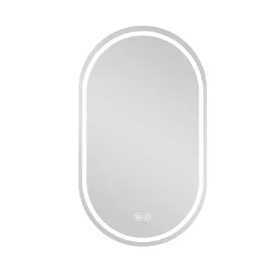 Miroir De Salle De Bain Tactile Antibuée LED Verre Et Métal Argenté