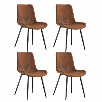 Lot De 4 Chaises De Salle à Manger, Tissu Respirant, Métal, Marron Lot De 4 Chaises De Salle à Manger, Tissu Respirant, Métal, Marron