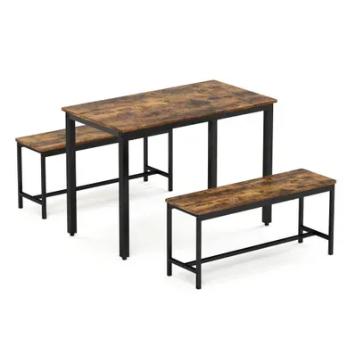 Ensemble Repas 110x60x75 Cm Gain De Place Acier Contreplaqué Noir Ensemble Repas 110x60x75 Cm Gain De Place Acier Contreplaqué Noir