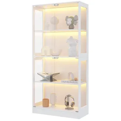 Vitrine 80x35x170 Cm LED Multicolore, Portes Push To Open Mdf Verre Blanc Vitrine 80x35x170 Cm LED Multicolore, Portes Push To Open Mdf Verre Blanc