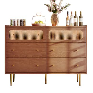 Commode 6 Tiroirs 120 X 40 X 90 Cm Noyer Commode 6 Tiroirs 120 X 40 X 90 Cm Noyer