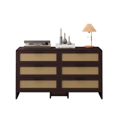 Commode De Rangement 6 Tiroirs En Rotin Brun Rougeâtre Commode De Rangement 6 Tiroirs En Rotin Brun Rougeâtre