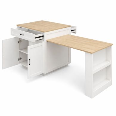 Îlot Cuisine Table Bar Blanc Plateau Agrandissable Nombreux Espaces De Stockage Pratique Îlot Cuisine Table Bar Blanc Plateau Agrandissable Nombreux Espaces De Stockage Pratique