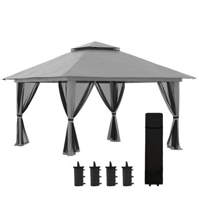 Pavillon Pliant 392 X 392 X 283 Cm Gris Foncé