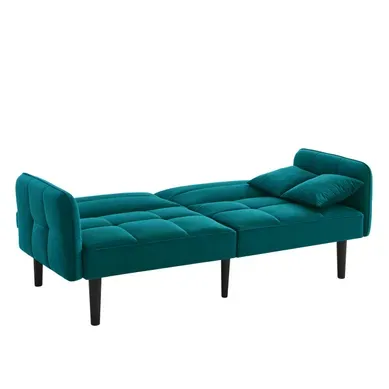 Canapé-lit 2 Places Convertible à Dossiers Réglables, Bleu Vert Antique