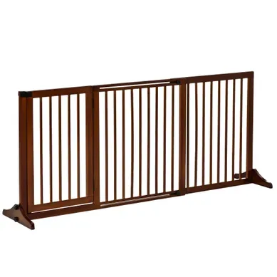 Barrière De Sécurité Pour Chien Avec Porte 113-166 Cm Marron Barrière De Sécurité Pour Chien Avec Porte 113-166 Cm Marron