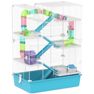 Cage Pour Hamster 58 X 36 X 81 Cm À 6 Niveaux Avec Tunnels Bleu Clair Cage Pour Hamster 58 X 36 X 81 Cm À 6 Niveaux Avec Tunnels Bleu Clair