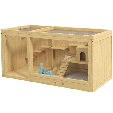 Cage Pour Hamster Avec Plateformes Et Toit Ouvrant Bois Naturel Cage Pour Hamster Avec Plateformes Et Toit Ouvrant Bois Naturel