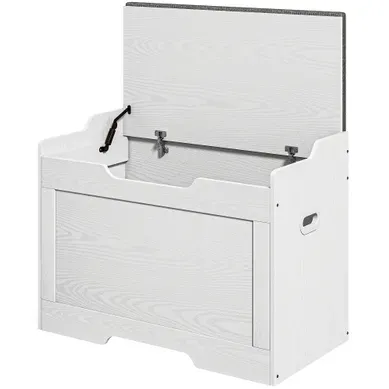 Coffre De Rangement Avec Assise 75 X 40 X 56 Cm Blanc Et Gris Coffre De Rangement Avec Assise 75 X 40 X 56 Cm Blanc Et Gris