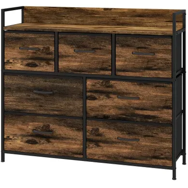 Commode De Rangement 7 Tiroirs 98 X 29 X 85 Cm Brun Commode De Rangement 7 Tiroirs 98 X 29 X 85 Cm Brun