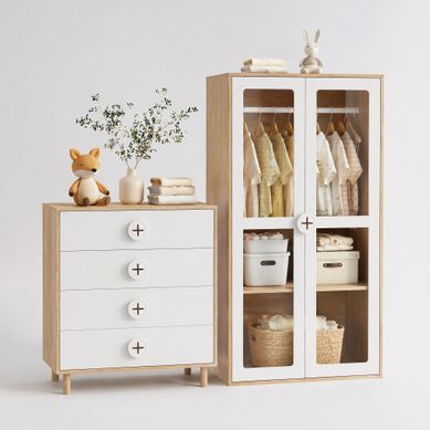 Commode 4 Tiroirs 80 X 54 X 90 Cm Blanc Et Naturel Commode 4 Tiroirs 80 X 54 X 90 Cm Blanc Et Naturel