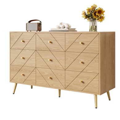Commode 9 Tiroirs De Rangement 120 X 39 X 80 Cm Naturel Commode 9 Tiroirs De Rangement 120 X 39 X 80 Cm Naturel