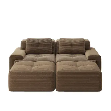 Canapé Modulable Avec Pouf Assise Profonde Marron Canapé Modulable Avec Pouf Assise Profonde Marron