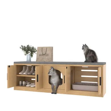 Meuble Pour Chat 4-en-1 140 X 40 X 45,5 Cm (chêne)