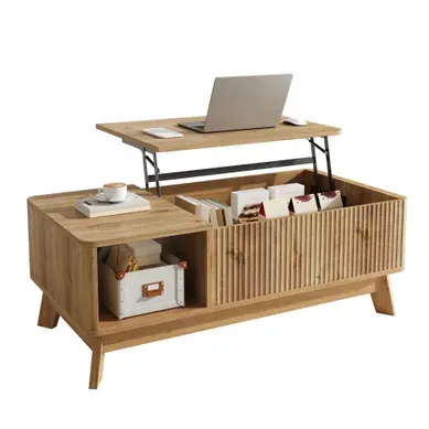 Table Basse Relevable 95 X 48 X 50 Cm Naturel Table Basse Relevable 95 X 48 X 50 Cm Naturel