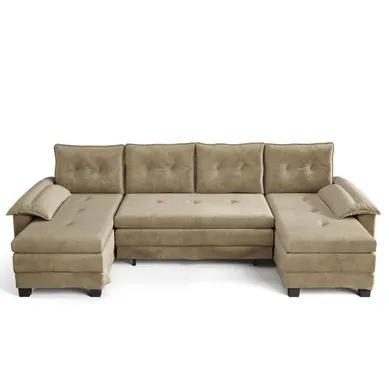 Canapé-lit Modulable En U 278 Cm Avec USB Et Accoudoirs Amovibles Camel