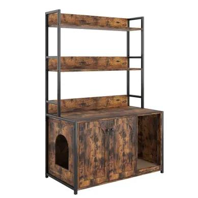 Meuble Pour Litière Chat Avec Rangement 3 Niveaux 2 Portes Marron Meuble Pour Litière Chat Avec Rangement 3 Niveaux 2 Portes Marron