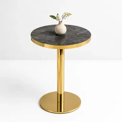 Table D’appoint Ronde 73,5 X 71 X 24 Cm Gris Et Doré Table D’appoint Ronde 73,5 X 71 X 24 Cm Gris Et Doré
