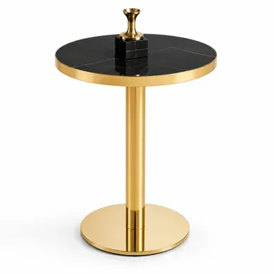 Table D’appoint Ronde 73,5 Cm Noir Et Or Table D’appoint Ronde 73,5 Cm Noir Et Or