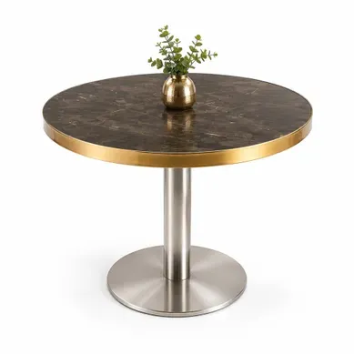 Table D’appoint Ronde Avec Plateau Effet Marbre Et Finition Dorée Table D’appoint Ronde Avec Plateau Effet Marbre Et Finition Dorée