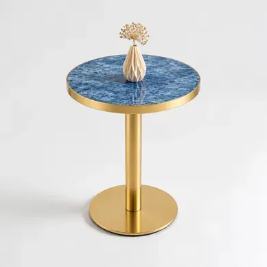 Table D'appoint Ronde 60 Cm Avec Plateau Effet Marbre Bleu Table D'appoint Ronde 60 Cm Avec Plateau Effet Marbre Bleu