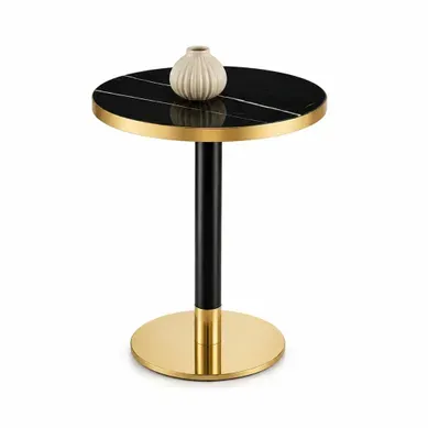 Table D'appoint Ronde 60 Cm X 73,7 Cm, Finition Marbrée, Noir Table D'appoint Ronde 60 Cm X 73,7 Cm, Finition Marbrée, Noir