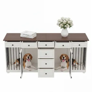 Cage Pour Chien Intérieure 200 X 60 X 85 Cm Blanc Cage Pour Chien Intérieure 200 X 60 X 85 Cm Blanc