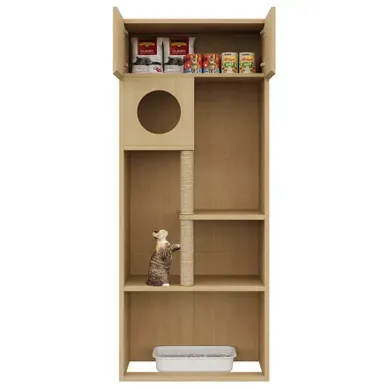 Meuble Pour Chat Avec Arbre À Chat, Griffoir Et Rangement