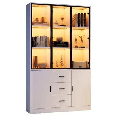 Vitrine De Rangement 120 X 30 X 200 Cm Avec LED Rgb Blanc Vitrine De Rangement 120 X 30 X 200 Cm Avec LED Rgb Blanc