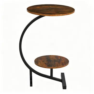 Table Basse Ronde 40+30 Cm Marron Rustique Table Basse Ronde 40+30 Cm Marron Rustique