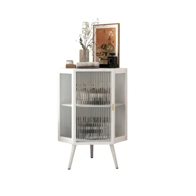 étagère D’angle 80 Cm À 2 Niveaux Avec Porte En Verre Trempé, Blanc étagère D’angle 80 Cm À 2 Niveaux Avec Porte En Verre Trempé, Blanc