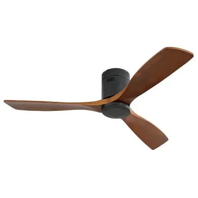 Ventilateur De Plafond 132 Cm Silencieux Réversible Télécommande, Métal Noir Et Bois Marron