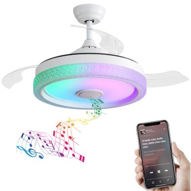 Ventilateur De Plafond LED 42 Pouces Avec Télécommande Et Appli, Rgb, Blanc En PC Ventilateur De Plafond LED 42 Pouces Avec Télécommande Et Appli, Rgb, Blanc En PC