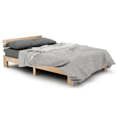 Lit Adulte 140×200 Cm Avec Espace Sous Le Lit, Structure En Bois, Naturel Lit Adulte 140×200 Cm Avec Espace Sous Le Lit, Structure En Bois, Naturel