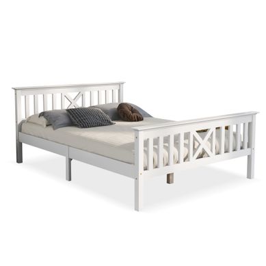 Lit Adulte 140×200 Cm Avec Tiroirs Et Tête De Lit X, Bois Blanc
